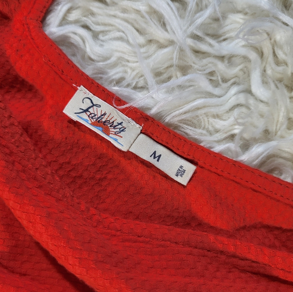 Faherty Brand sandbar Organic Cotton maxi dress Red Sleeveless Size Medium - Picture 7 of 11